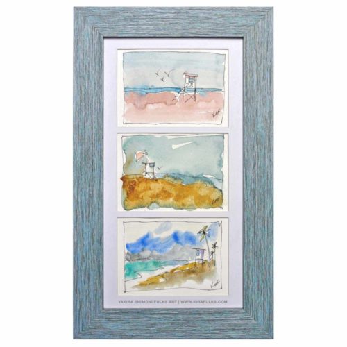 BALBOA BEACHIN-Lifeguard Tower- Watercolors ©Yakira Shimoni Fulks—Kira Art and Poetry