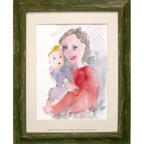 Mother and Child-2-Watercolors ©Yakira Shimoni Fulks—Kira Art and Poetry