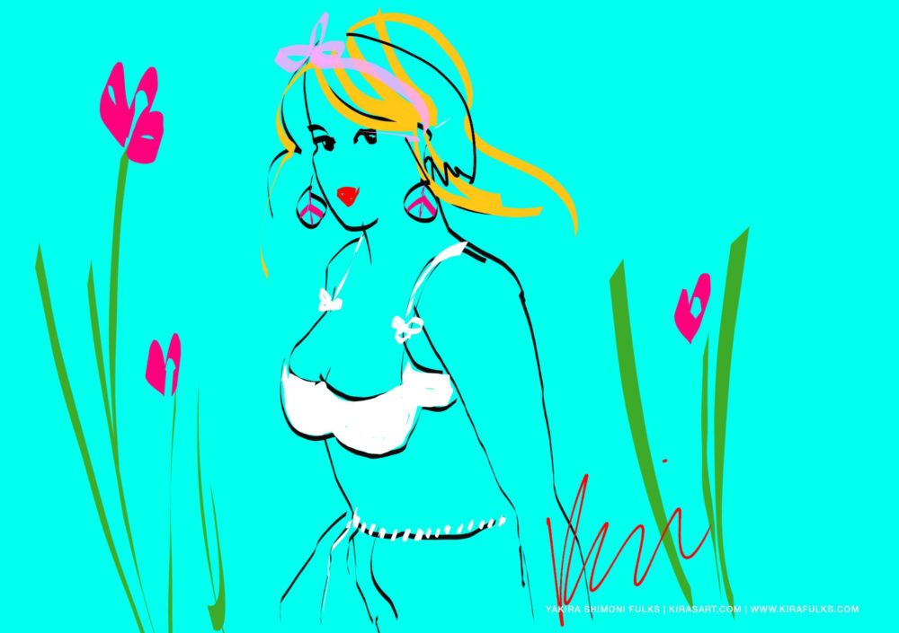 Wistful-woman flowers©Yakira Shimoni Fulks—Kira Art and Poetry
