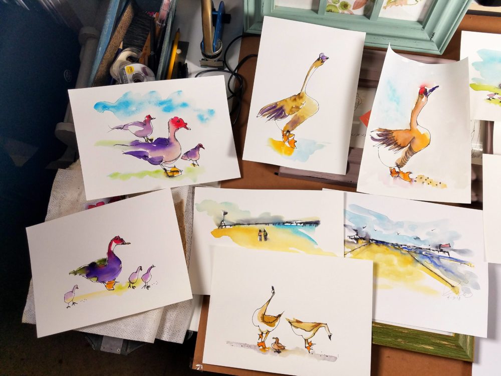 Chucks n' Ducks watercolors©Yakira Shimoni Fulks—Kiras Art and Poetry