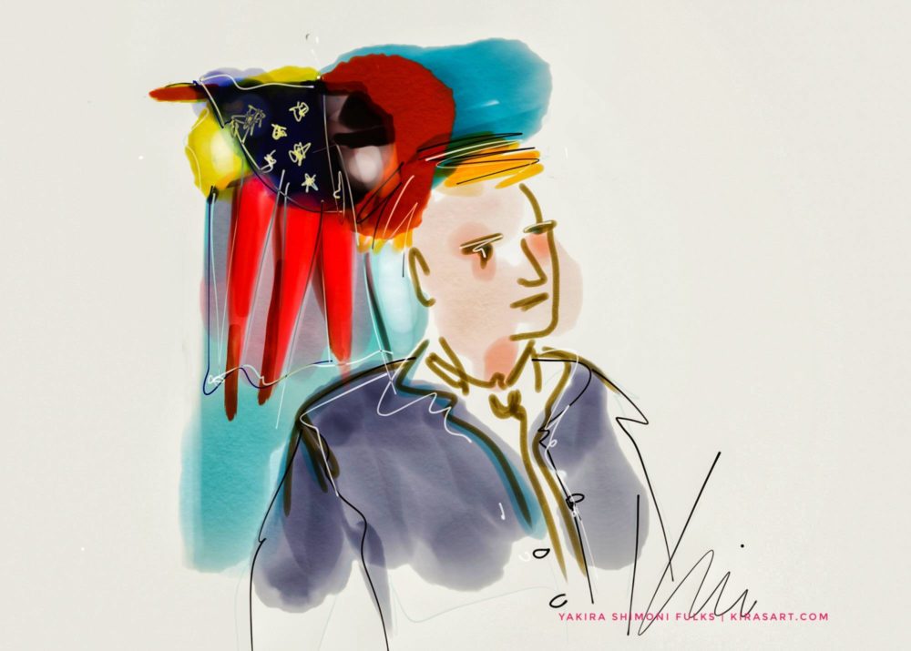 Let the Truth -flag man watercolors ©Yakira Shimoni Fulks—Kiras Art and Poetry